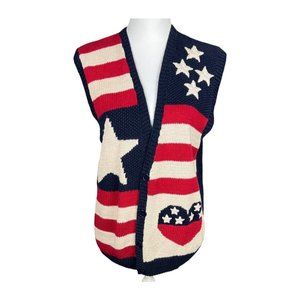 Vintage Marisa Christina Classics Women's Hand Knit American Flag Vest Small S